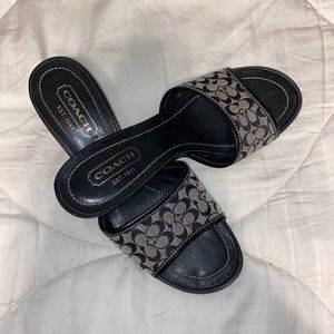 Coach Open Toe Heel Slide Leather Sandals